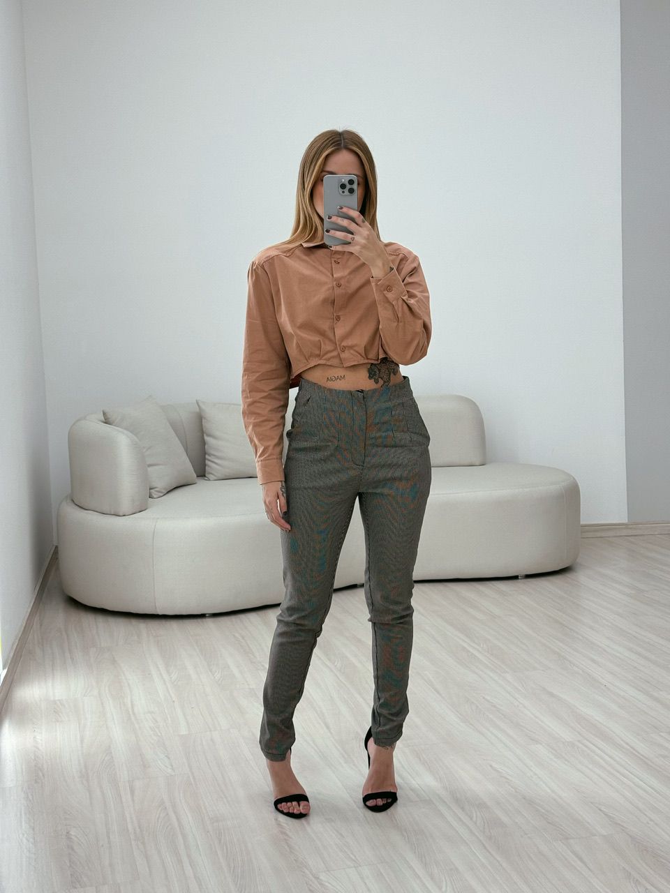 CALÇA PAULA XADREZ MARROM - 0050680054 - CAROLLA FERRARO
