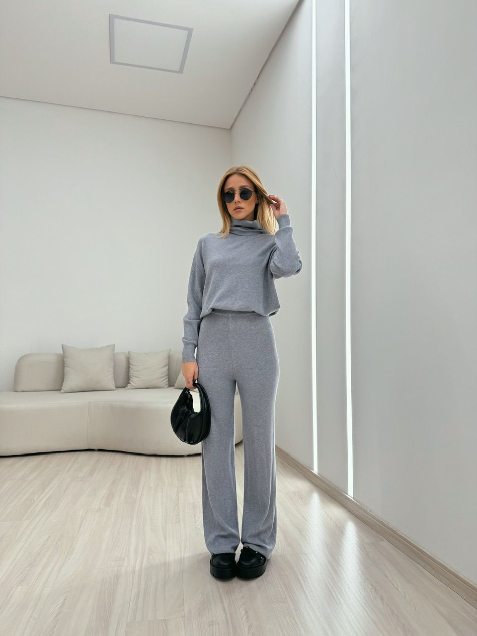 CONJUNTO MODAL GOLA ALTA CINZA - 0050650091 - CAROLLA FERRARO