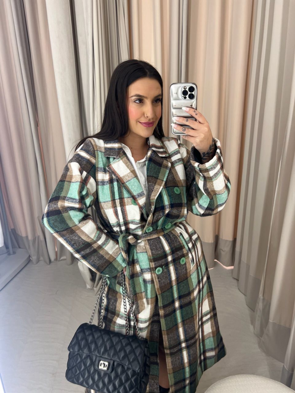 SOBRETUDO FERNANDA XADREZ VERDE