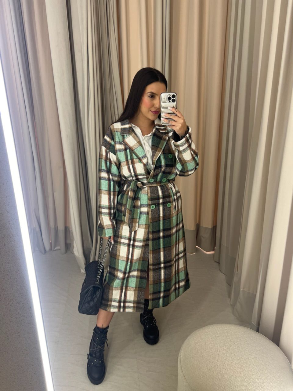 SOBRETUDO FERNANDA XADREZ VERDE