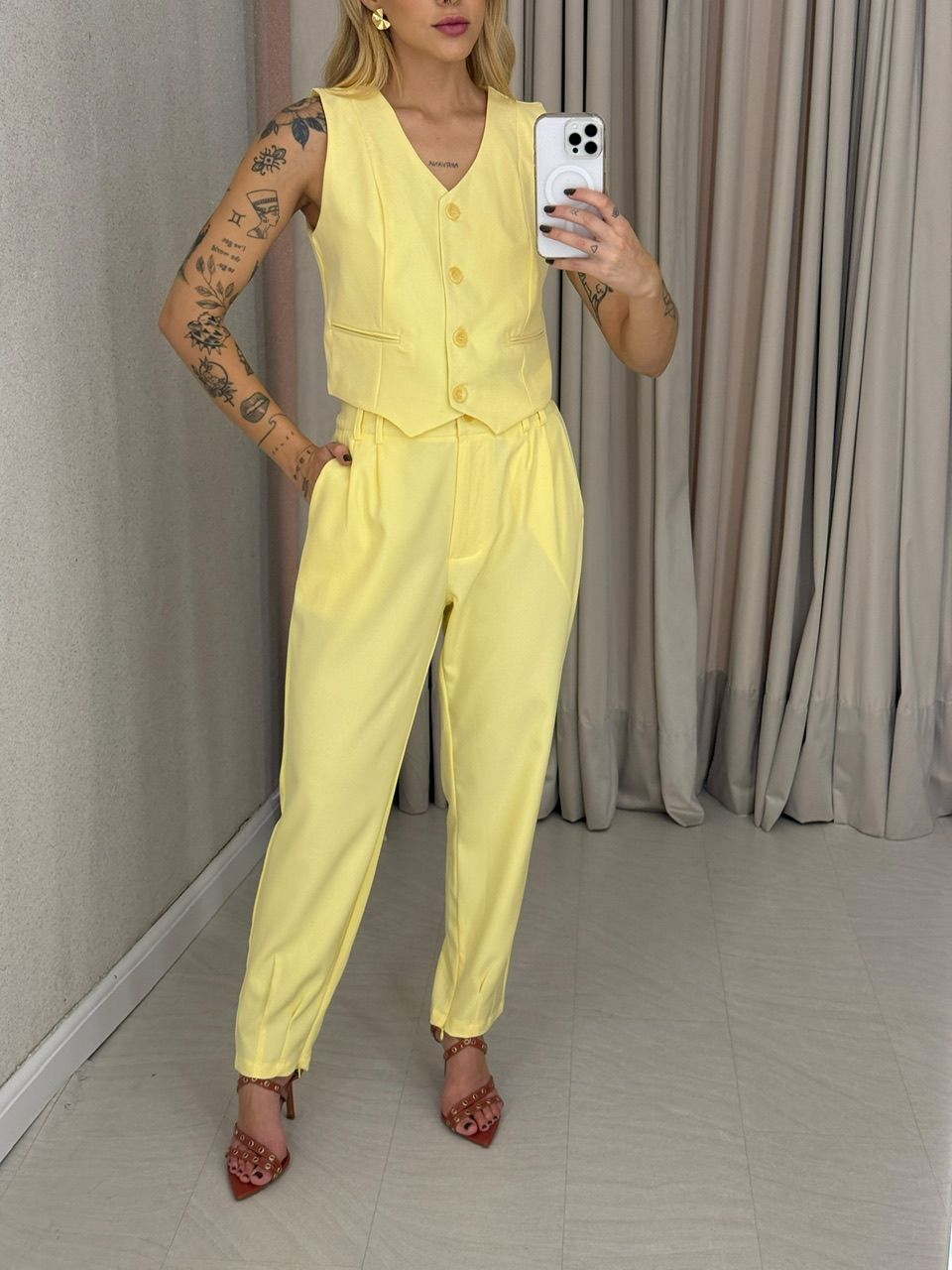 CONJUNTO AYLLA CALÇA AMARELO