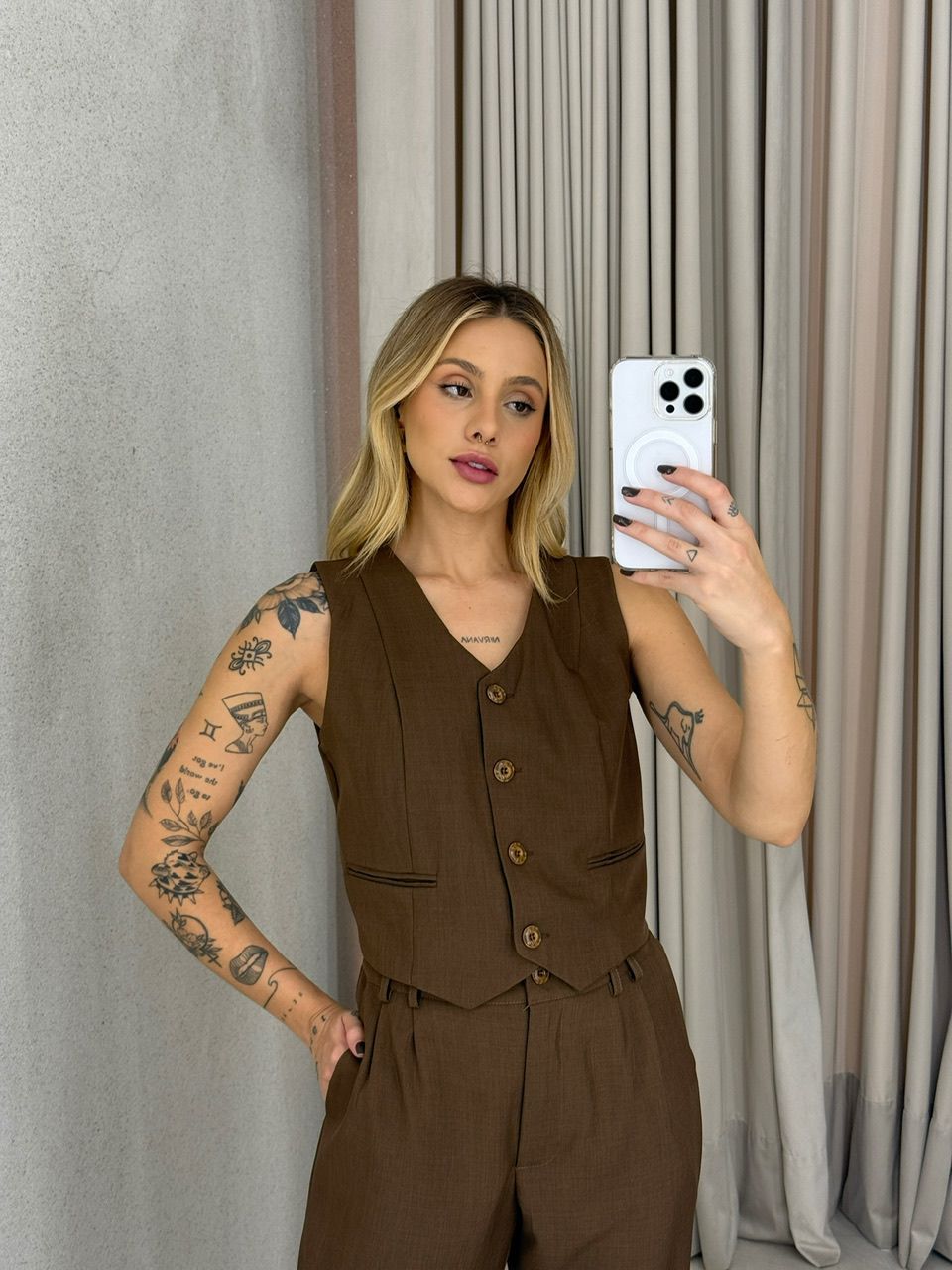 CONJUNTO AYLLA CALÇA MARROM