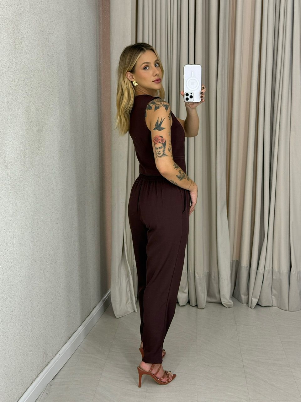 CONJUNTO AYLLA CALÇA VINHO ESCURO