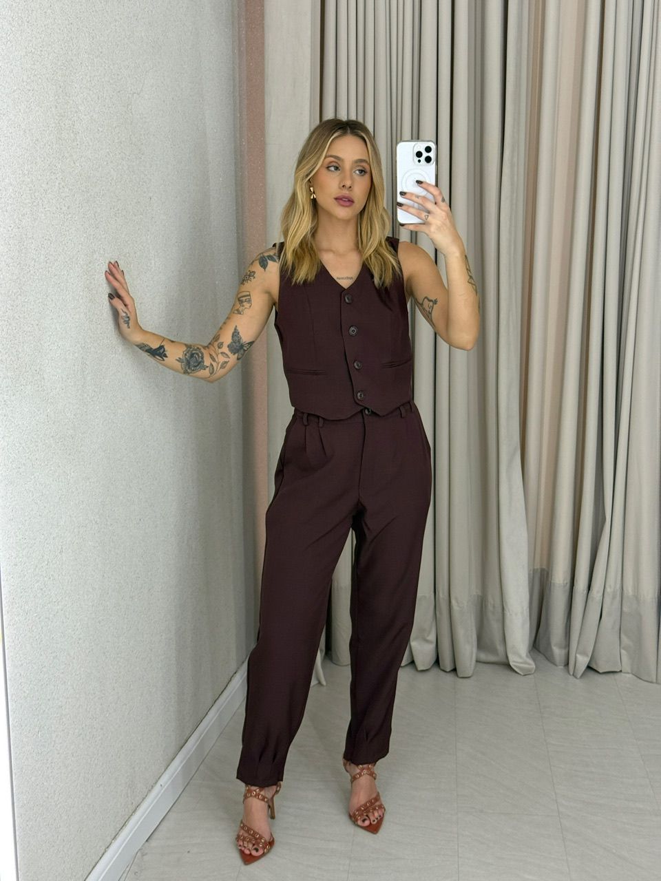CONJUNTO AYLLA CALÇA VINHO ESCURO