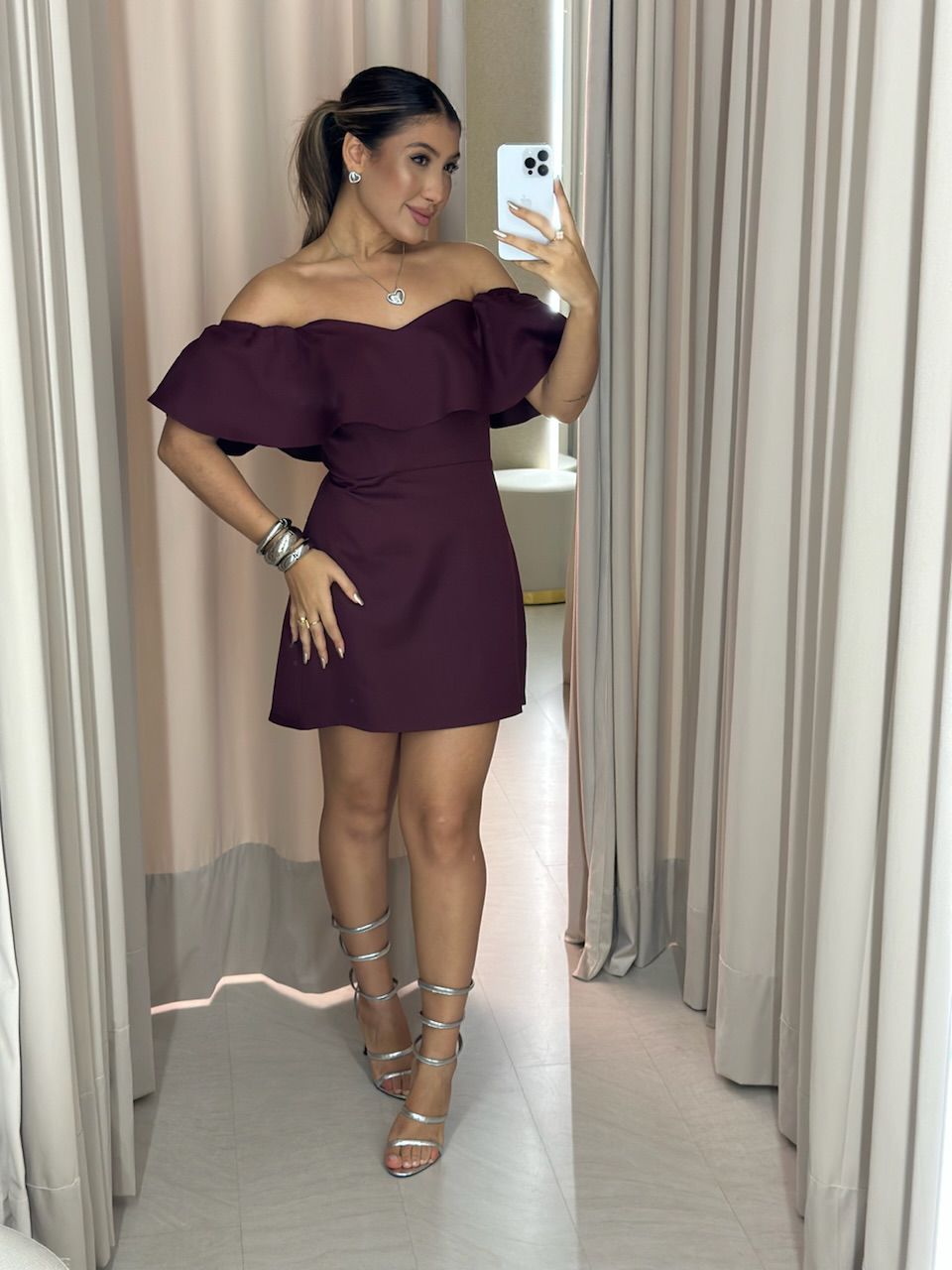 VESTIDO ANA LIVIA CURTO VINHO - 0063100168 - CAROLLA FERRARO