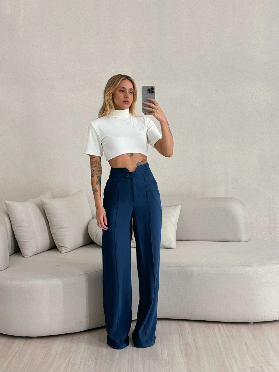 CALÇA LETÍCIA 02 PANTALONA AZUL PETRÓLEO