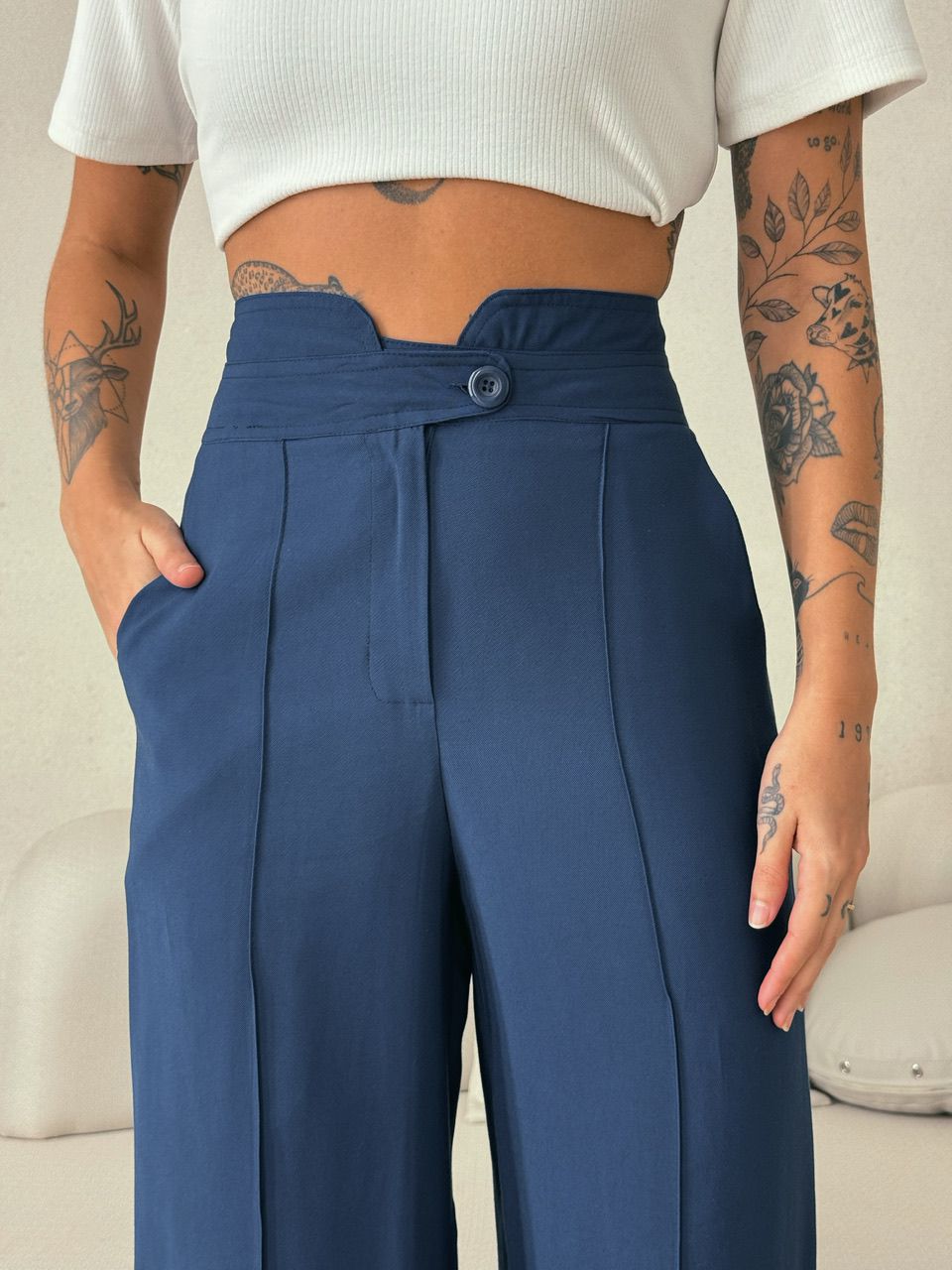 CALÇA LETÍCIA 02 PANTALONA AZUL PETRÓLEO