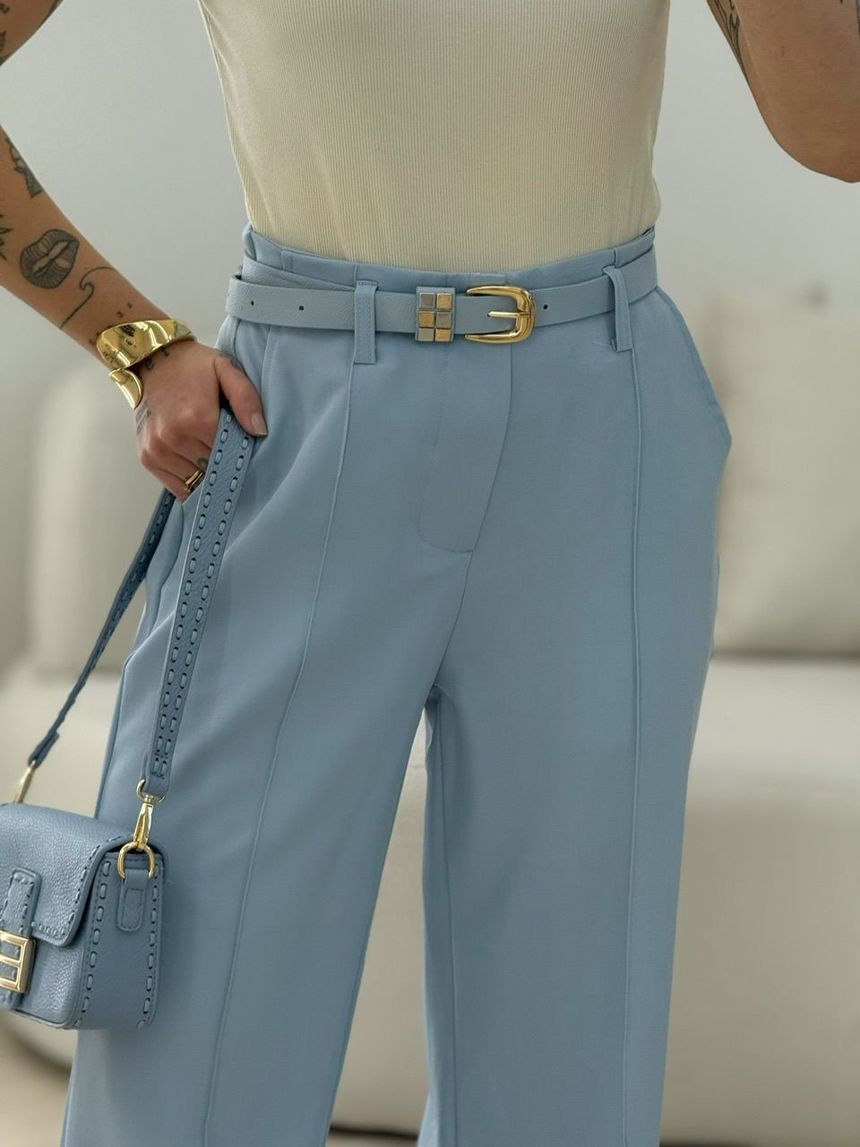 CALÇA JUSSARA CINTO AZUL