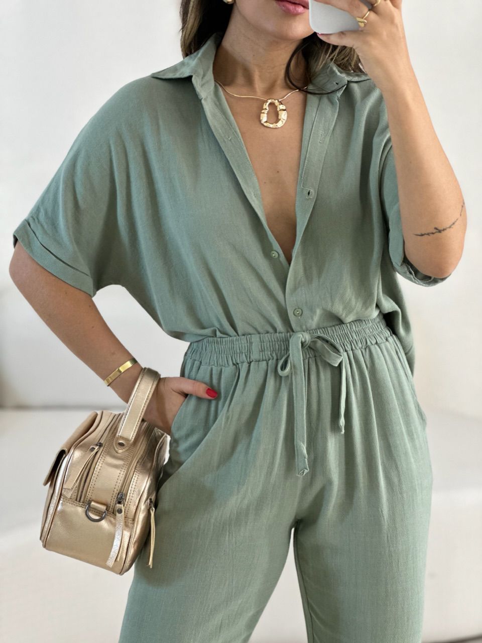 CALÇA CATARINA AMARRAÇÃO VERDE