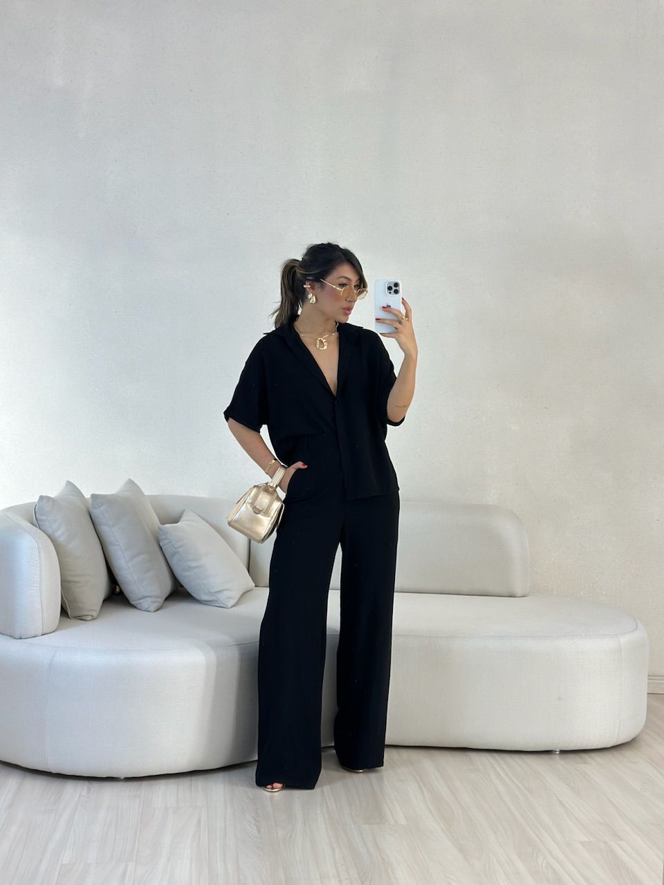 CALÇA VIVIANE LINHO PRETO