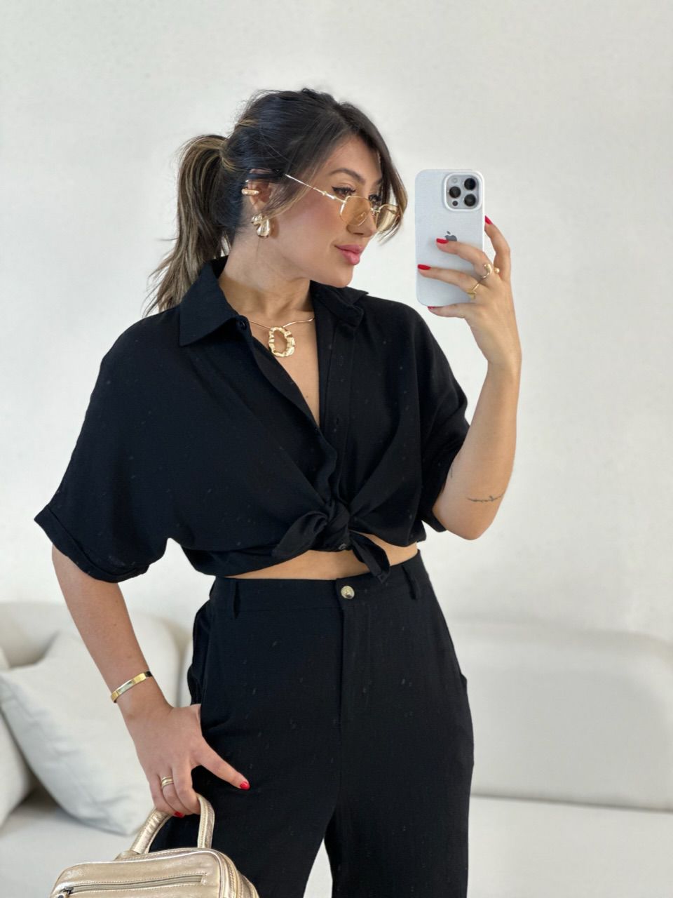 CAMISA INGRID LINHO PRETO