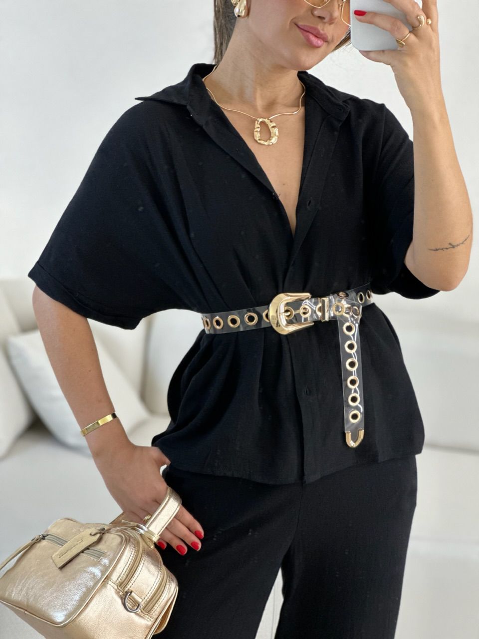 CAMISA INGRID LINHO PRETO