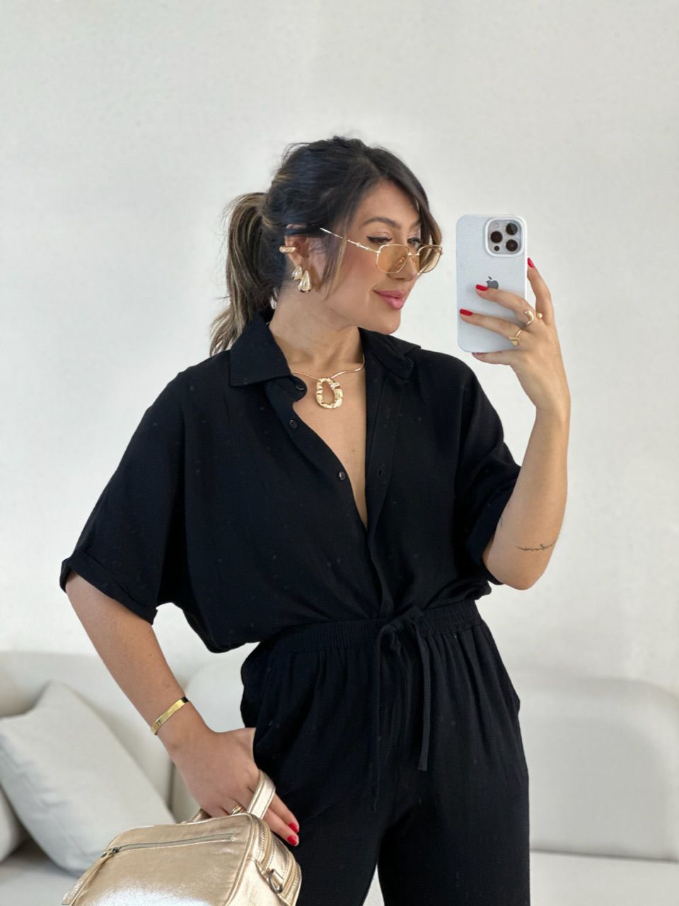CAMISA INGRID LINHO PRETO