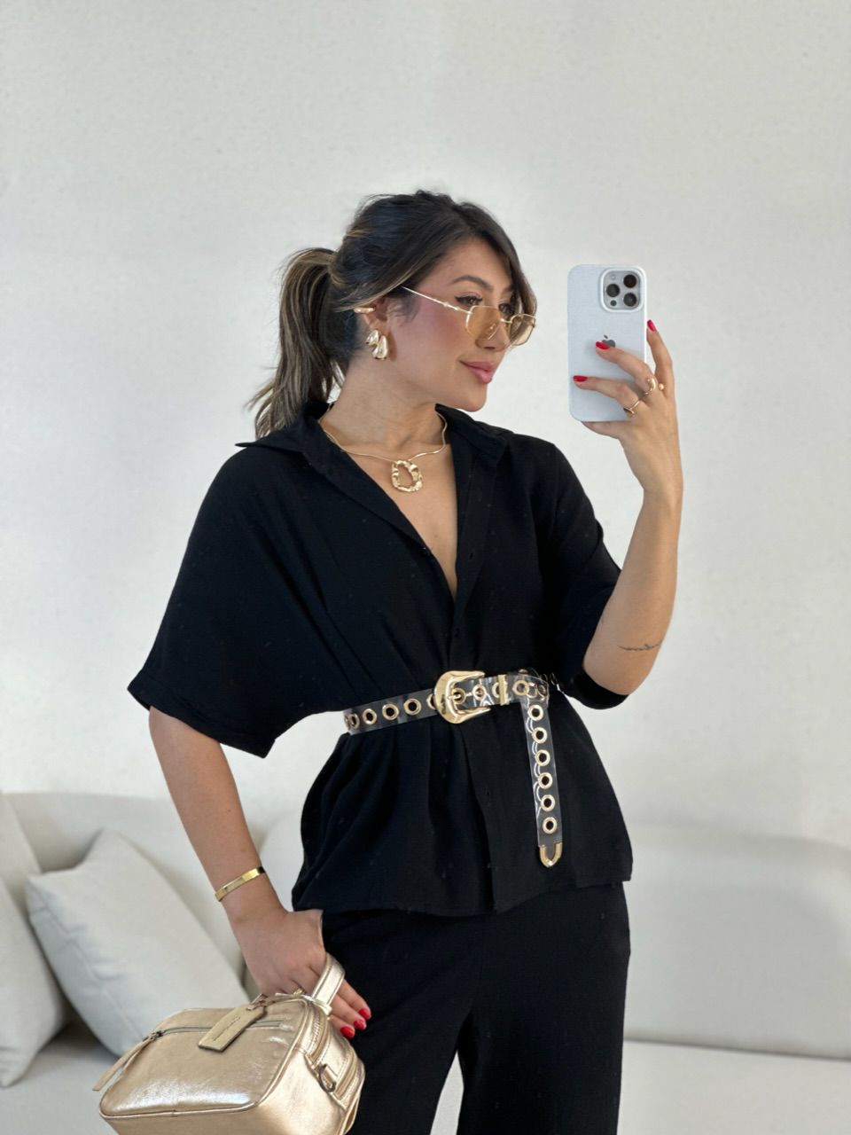 CAMISA INGRID LINHO PRETO
