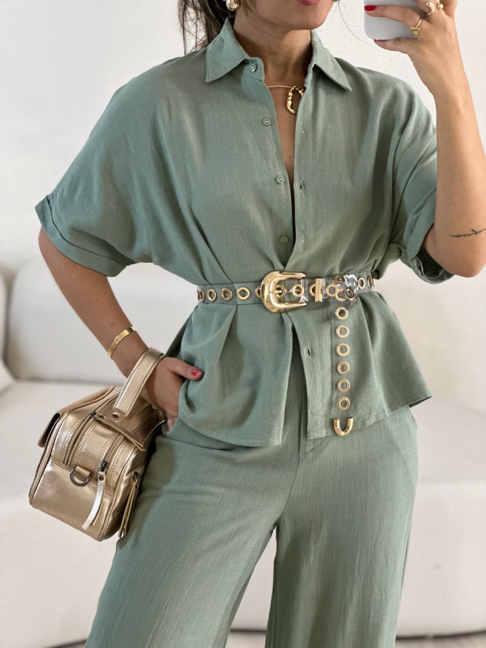 CAMISA INGRID LINHO VERDE