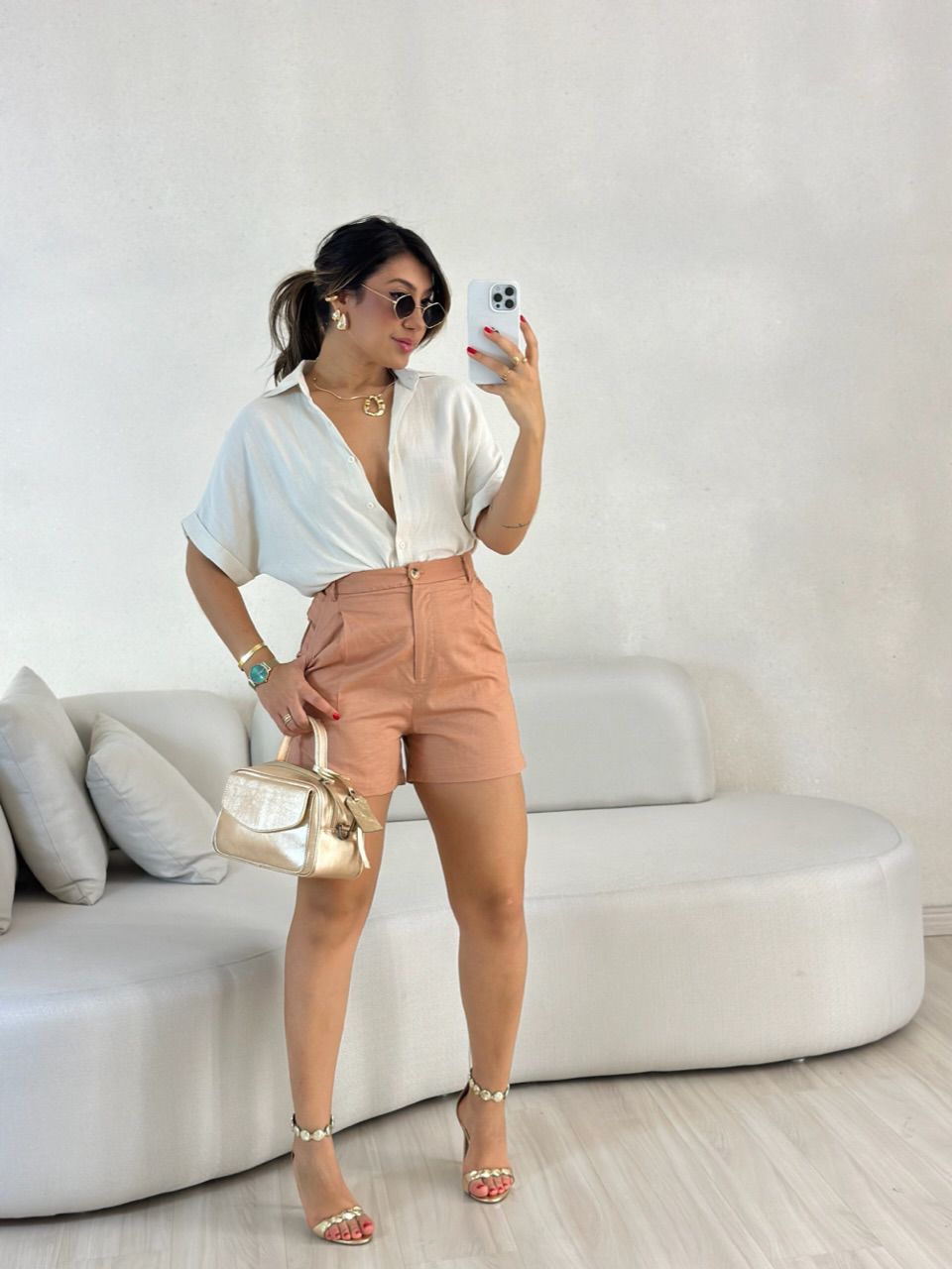SHORT LUANA LINHO CARAMELO