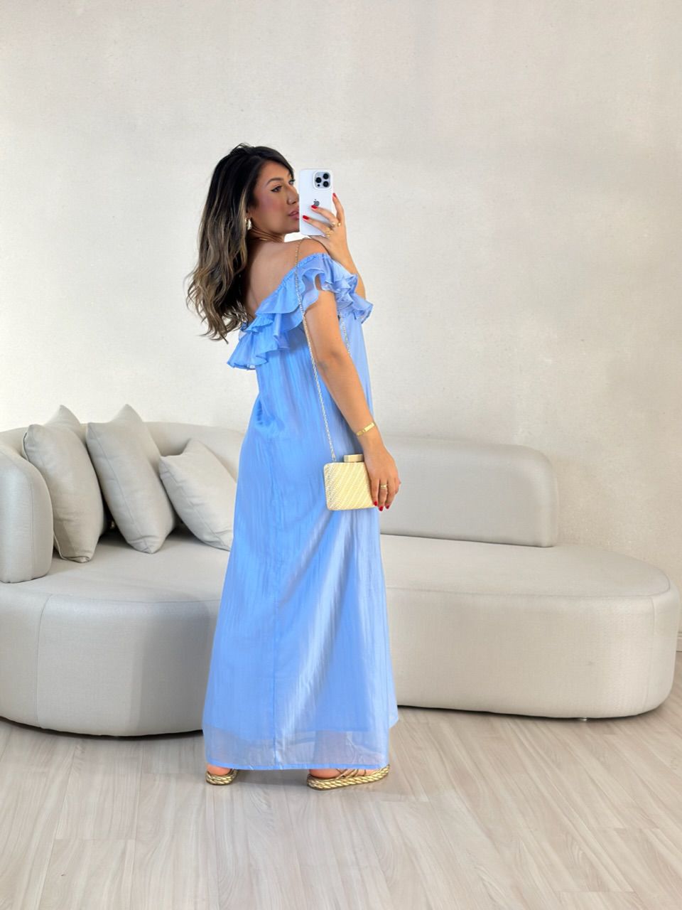 VESTIDO NINA BABADOS azul