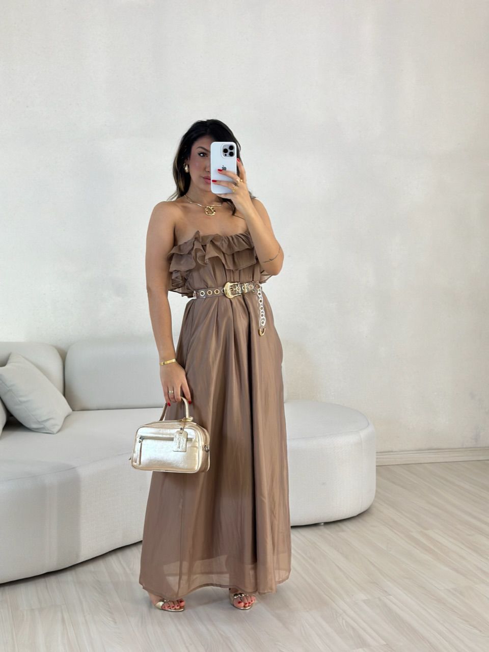 VESTIDO NINA BABADOS Marrom - 0056060054 - CAROLLA FERRARO