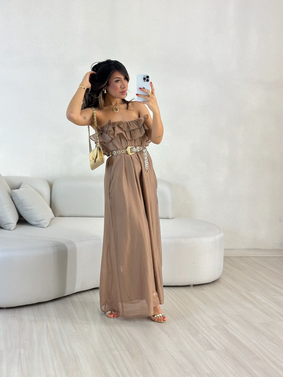 VESTIDO NINA BABADOS Marrom