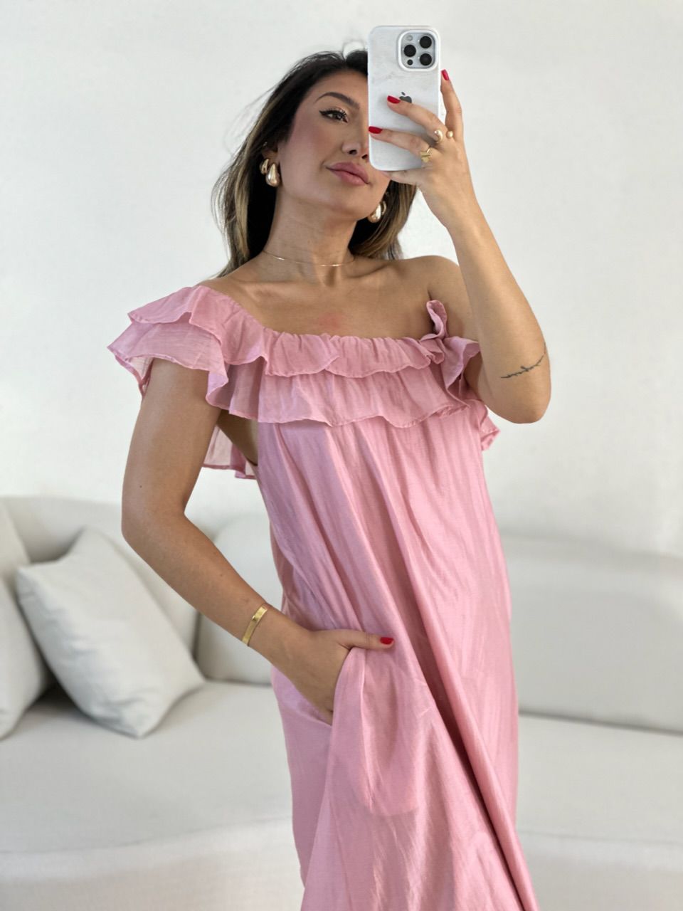 VESTIDO NINA BABADOS Rosê