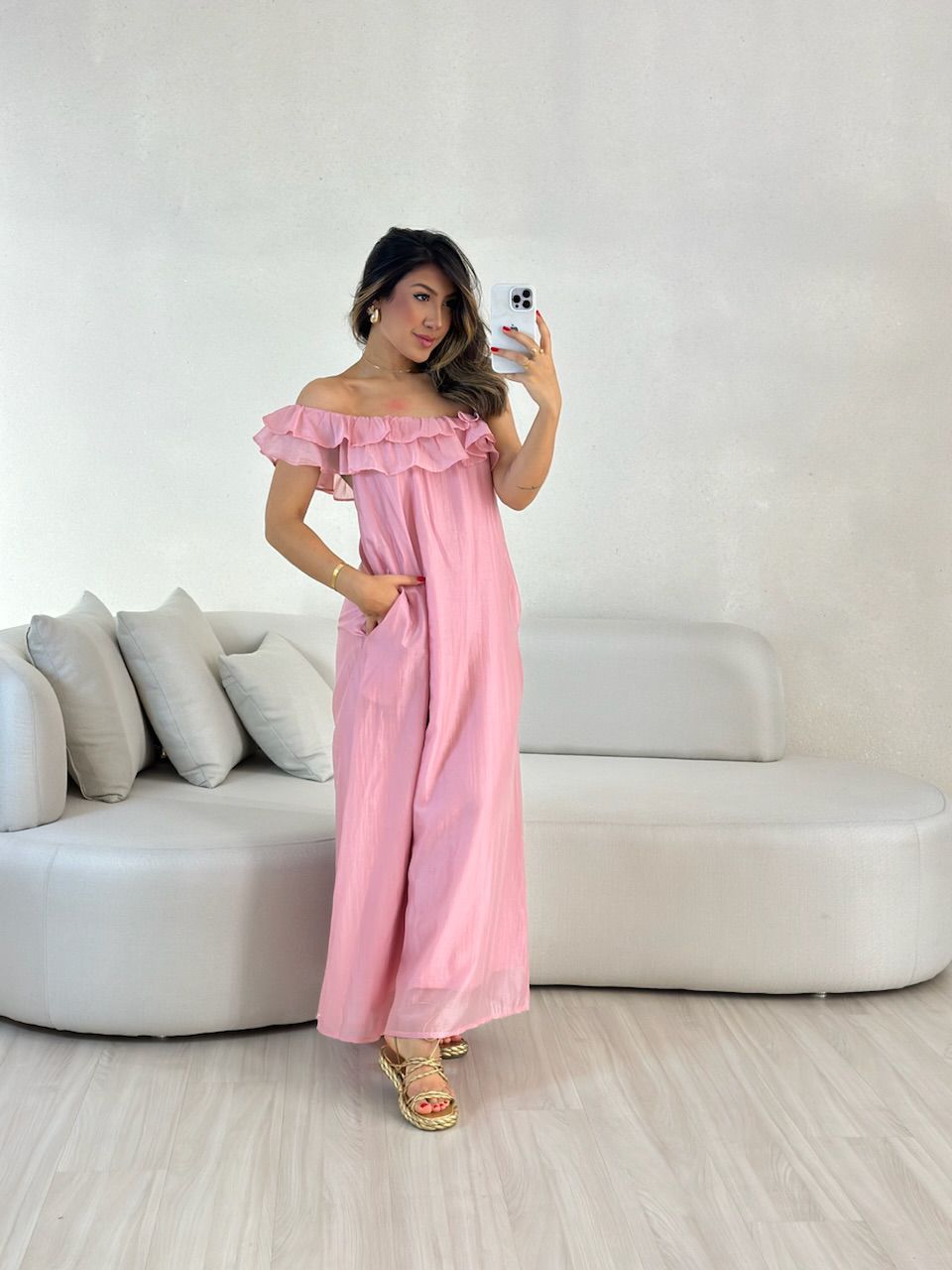 VESTIDO NINA BABADOS Rosê - 0056060025 - CAROLLA FERRARO
