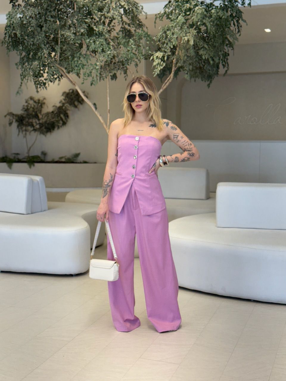 CONJUNTO LUANA TOMARA QUE CAIA ROSA CHICLETE