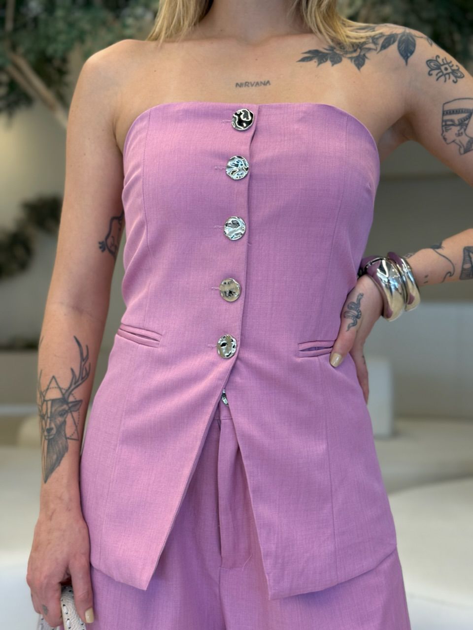 CONJUNTO LUANA TOMARA QUE CAIA ROSA CHICLETE