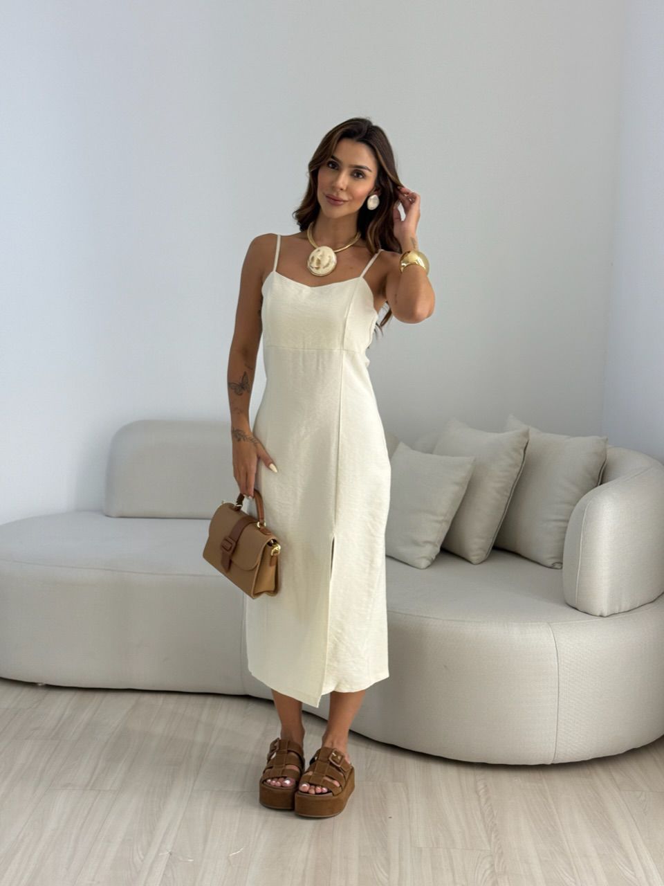 VESTIDO CLOE MIDI MARFIM