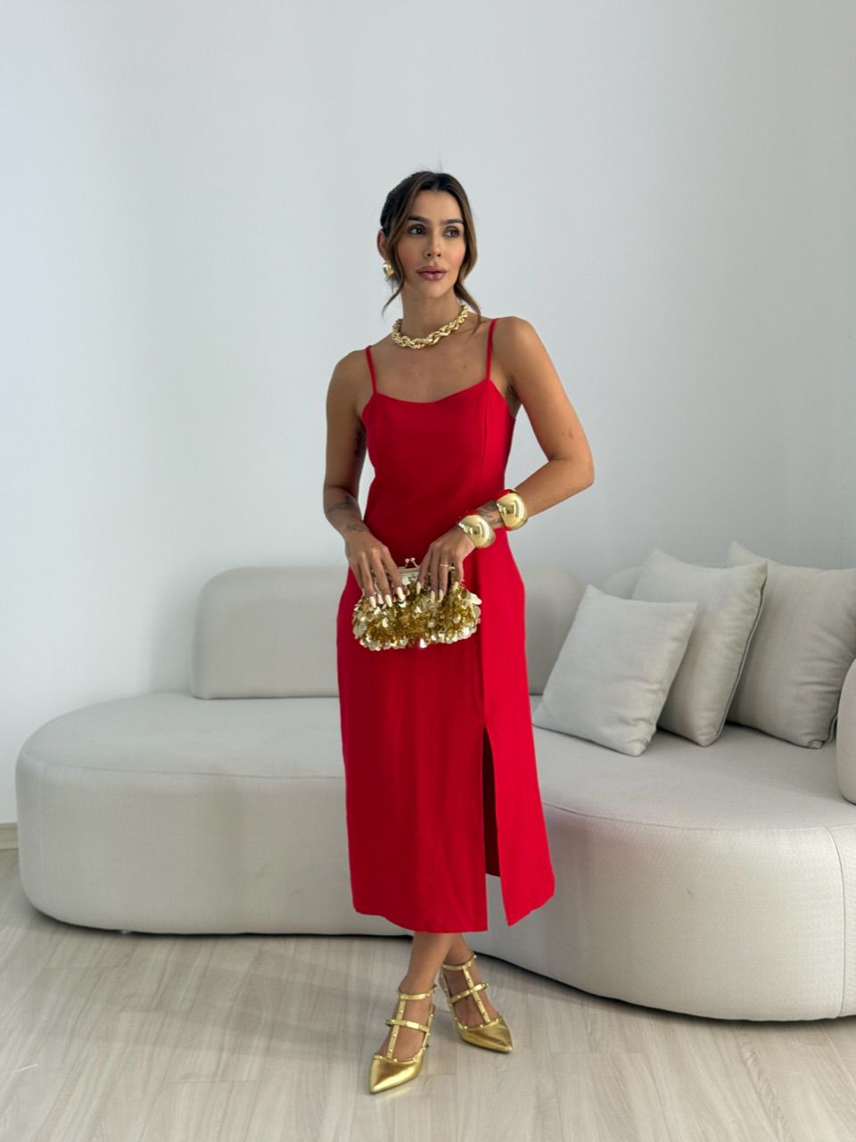 VESTIDO CLOE MIDI VERMELHO