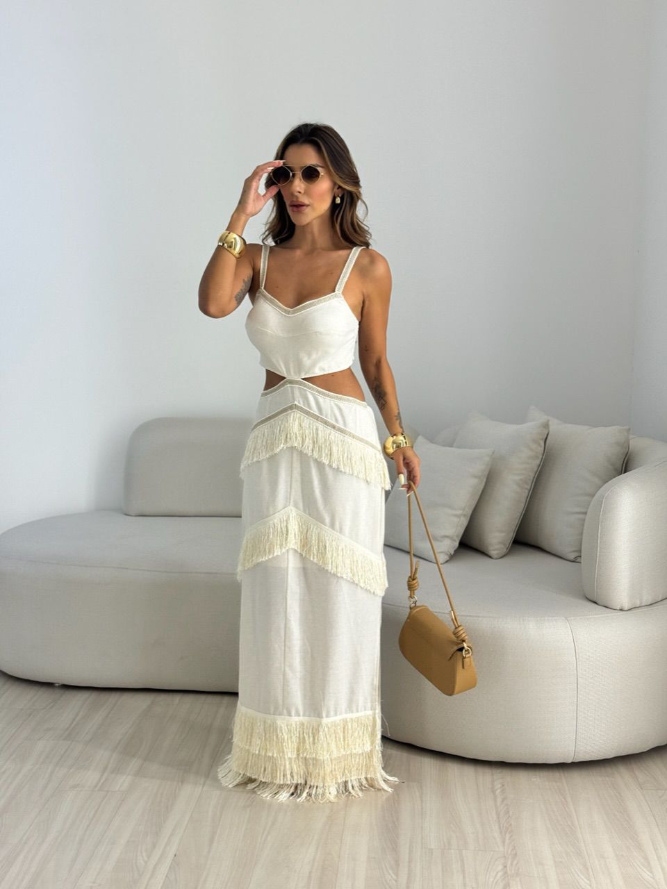 VESTIDO KAYA FRANJAS CRU