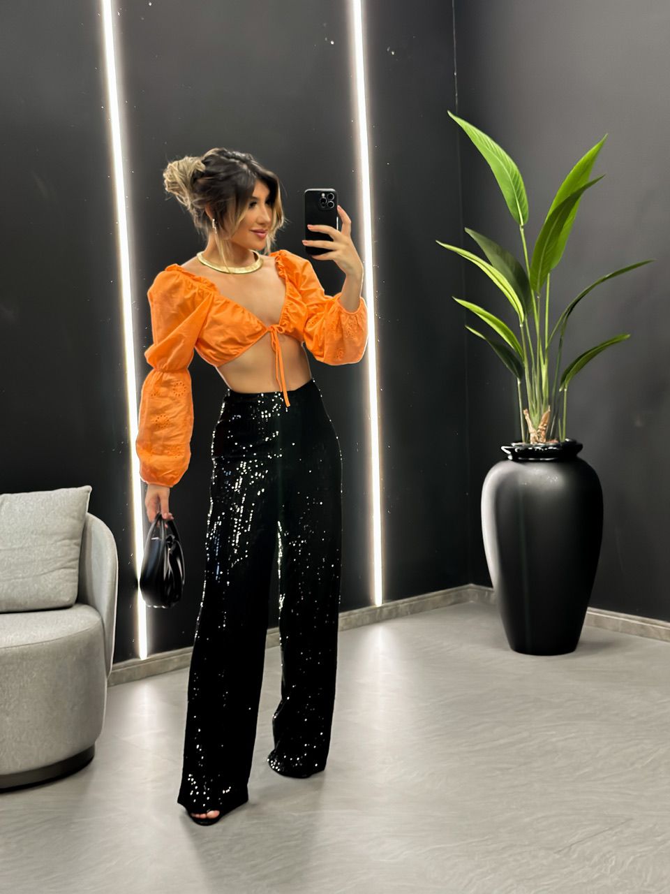 CALÇA JULIA PAETÊ PRETA