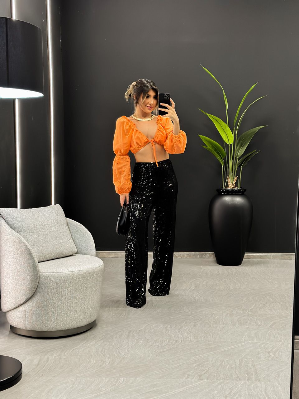 CALÇA JULIA PAETÊ PRETA