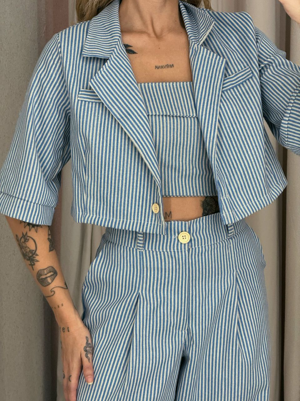 CONJUNTO CAROL LISTRADO azul
