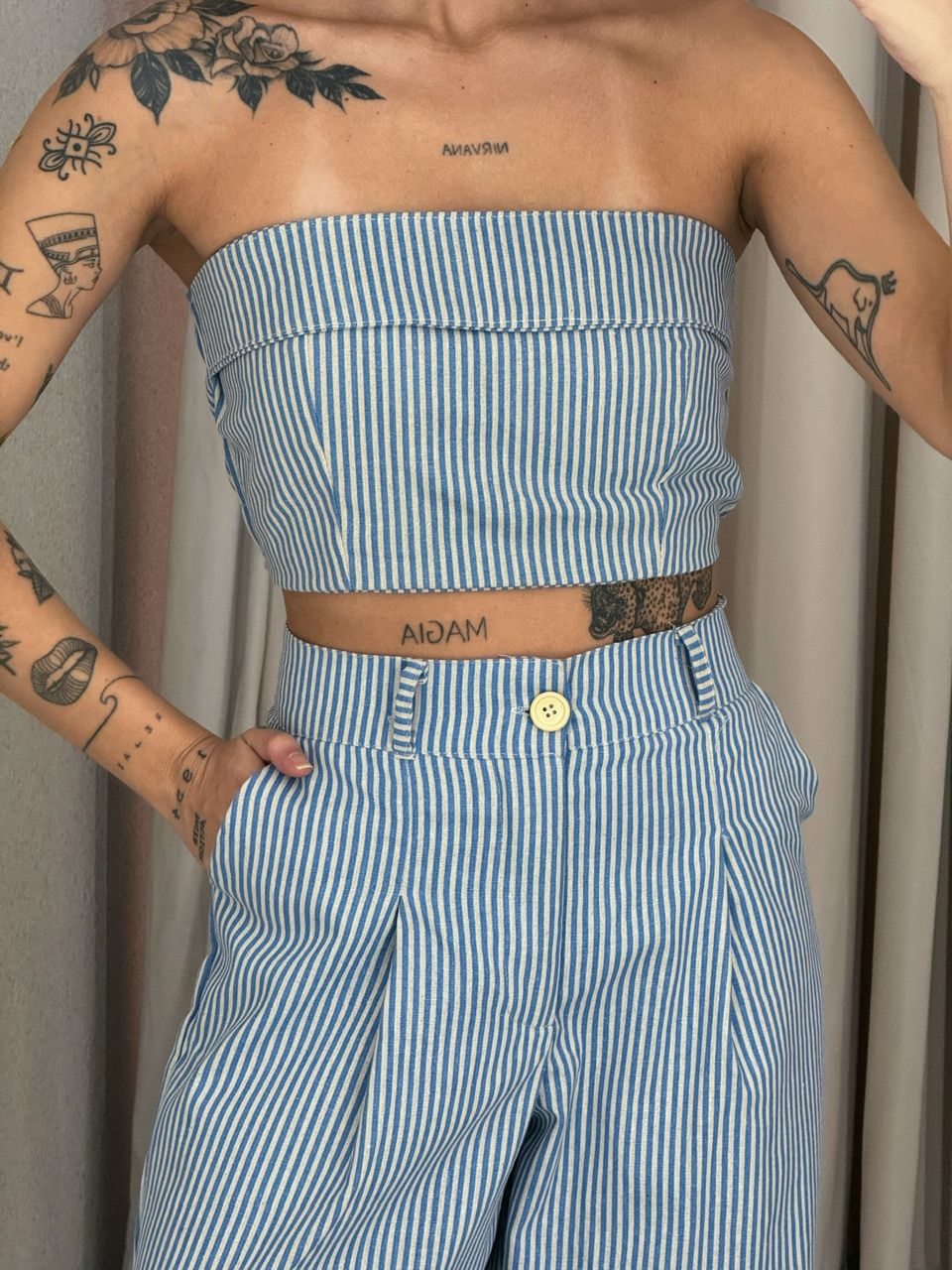 CONJUNTO CAROL LISTRADO azul