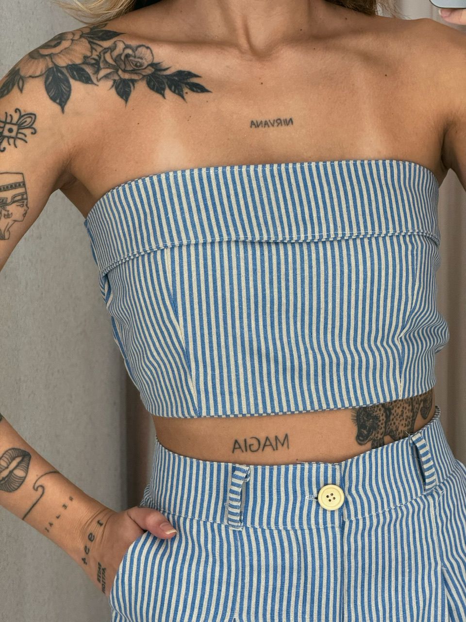 CONJUNTO CAROL LISTRADO azul
