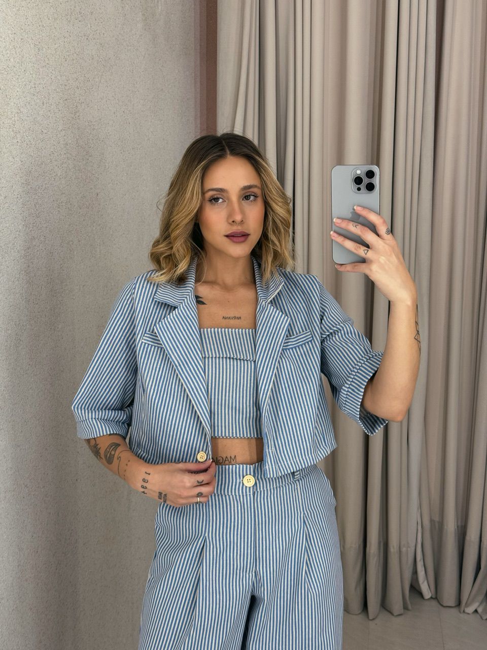 CONJUNTO CAROL LISTRADO azul
