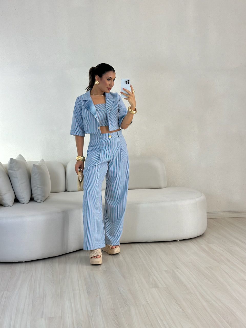 CONJUNTO CAROL LISTRADO azul - 0057000109 - CAROLLA FERRARO