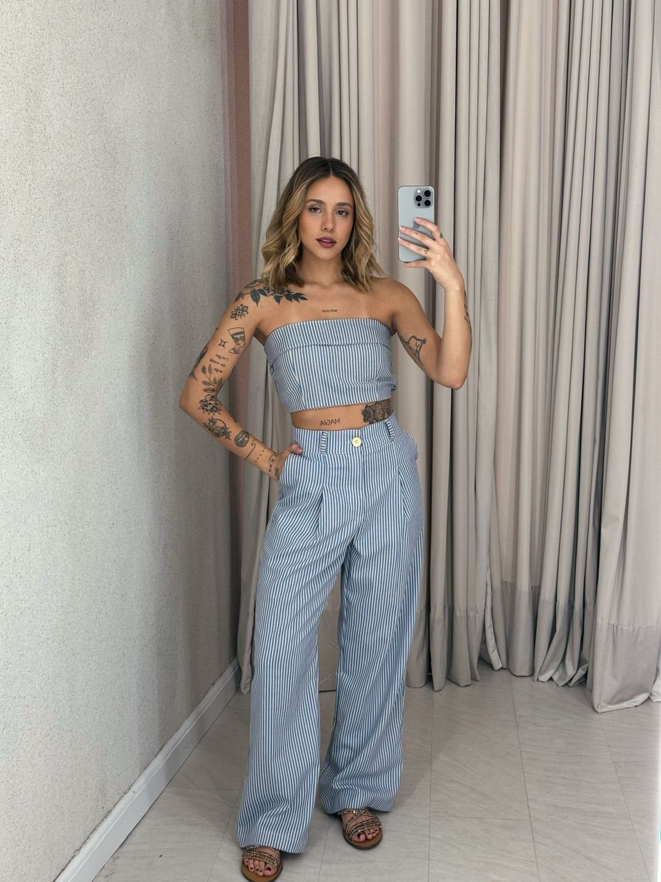 CONJUNTO CAROL LISTRADO azul