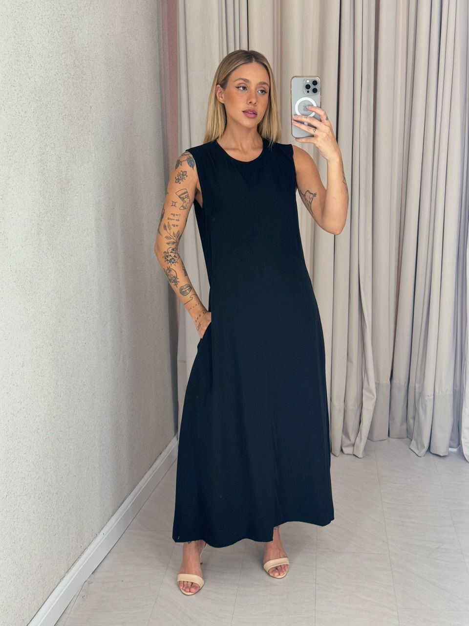 VESTIDO MARÍLIA LONGUETE PRETO