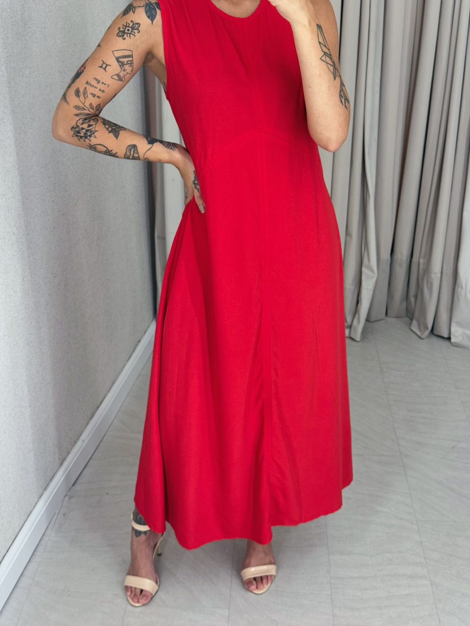 VESTIDO MARÍLIA LONGUETE VERMELHO