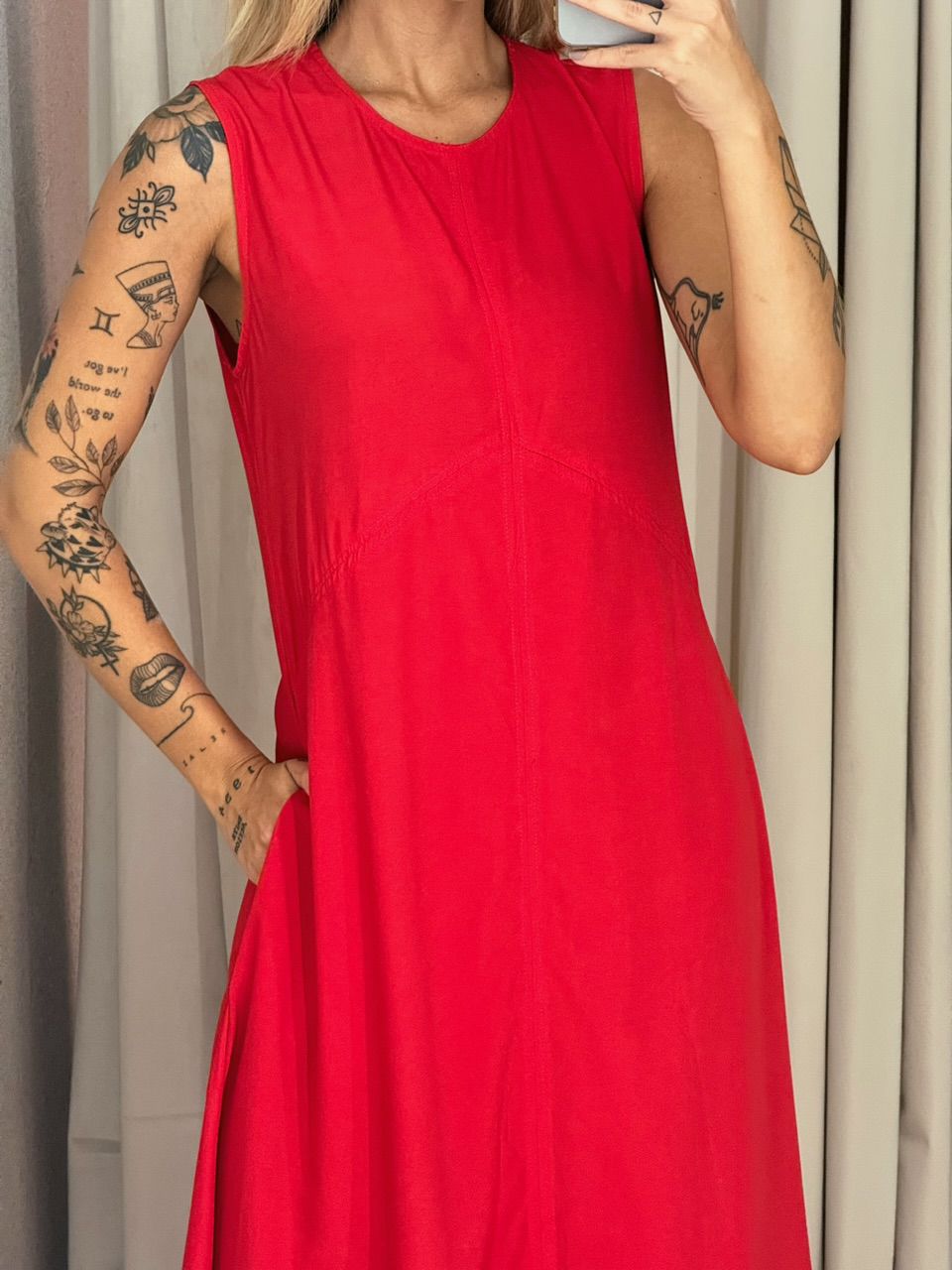 VESTIDO MARÍLIA LONGUETE VERMELHO
