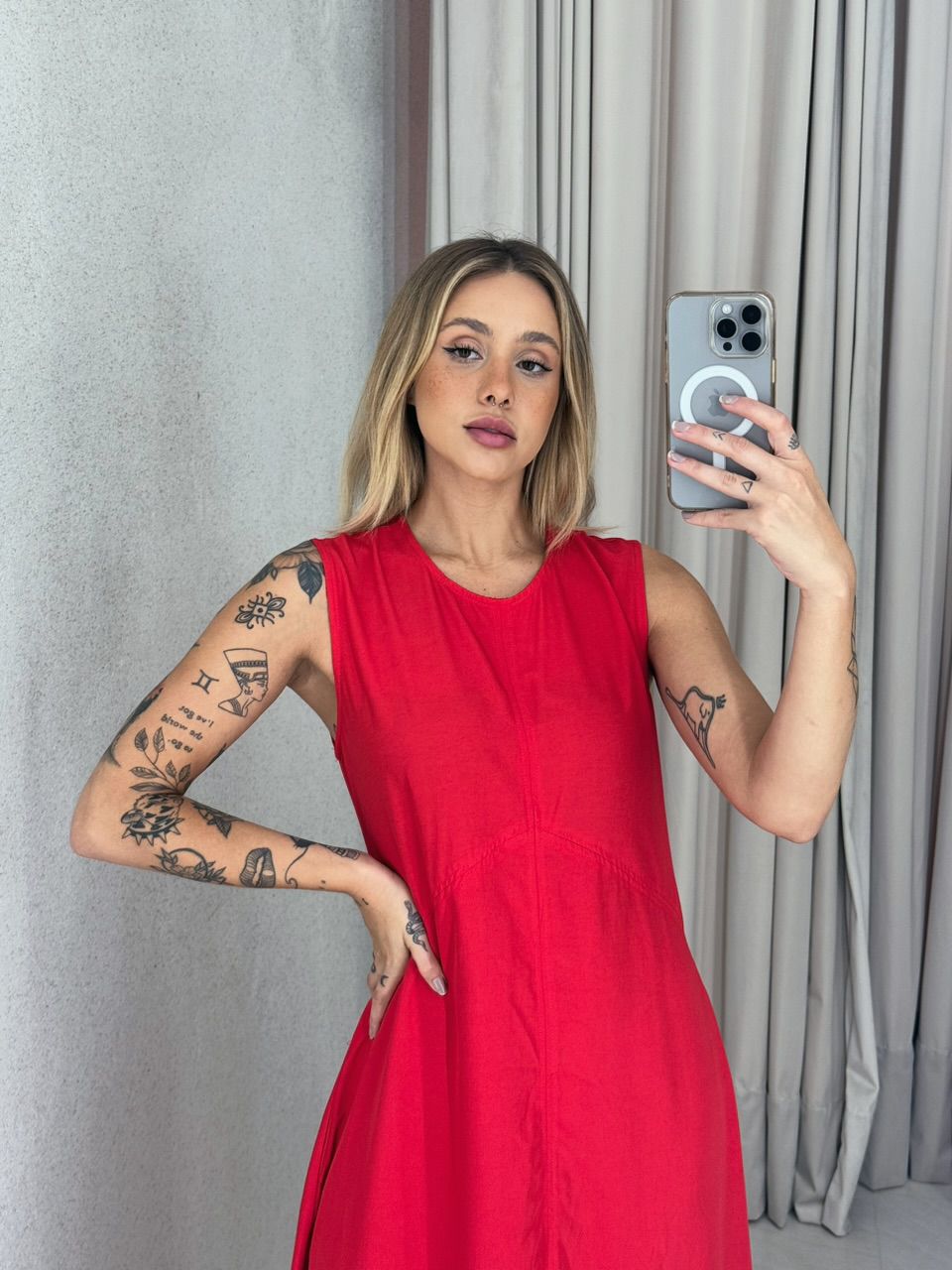 VESTIDO MARÍLIA LONGUETE VERMELHO