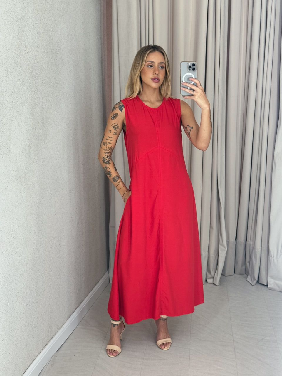 VESTIDO MARÍLIA LONGUETE VERMELHO
