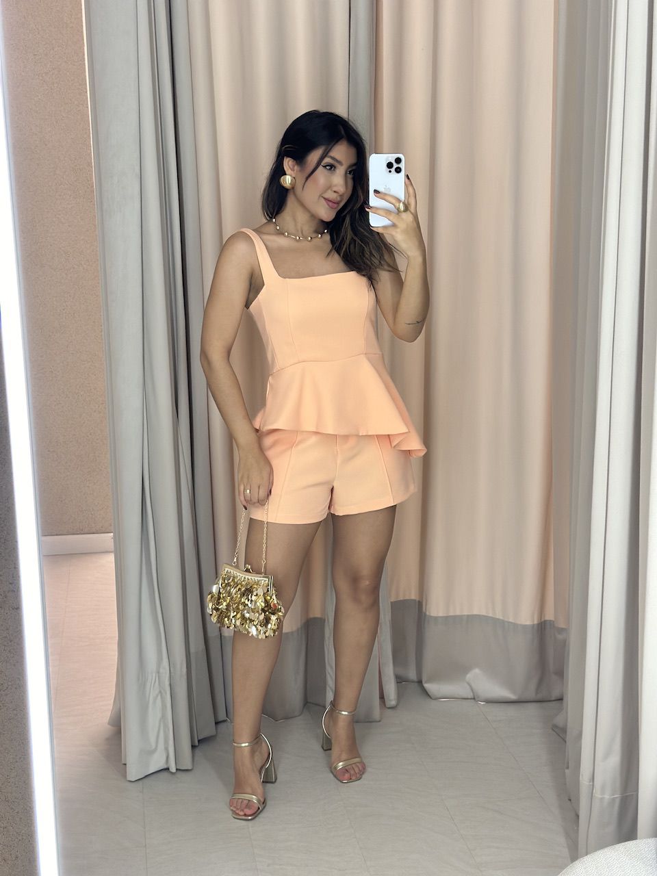 CONJUNTO DAYANA BLUSA SHORT PÊSSEGO - 0058140039 - CAROLLA FERRARO