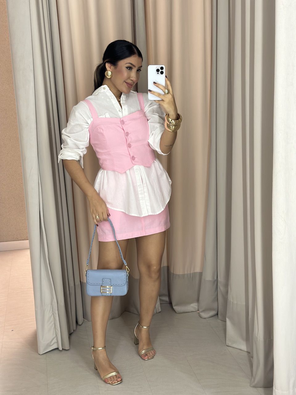 CONJUNTO FABIANA BLUSA BOTÕES BABY PINK