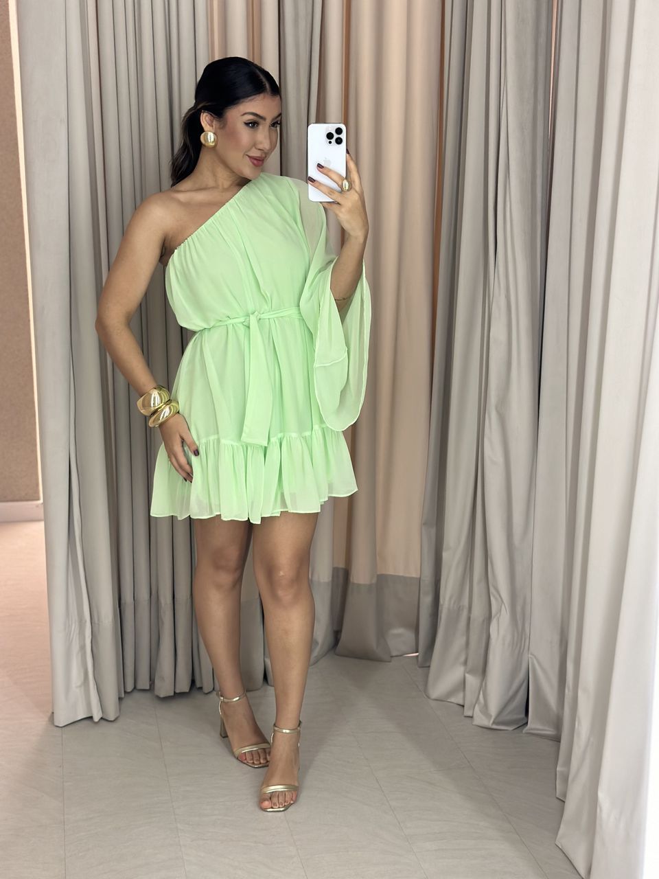 VESTIDO RENATA NULA MANGA BABY GREEN