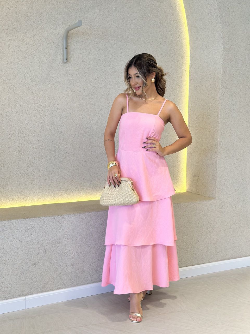 VESTIDO JUSSARA ALÇA ROSA - 0060830031 - CAROLLA FERRARO