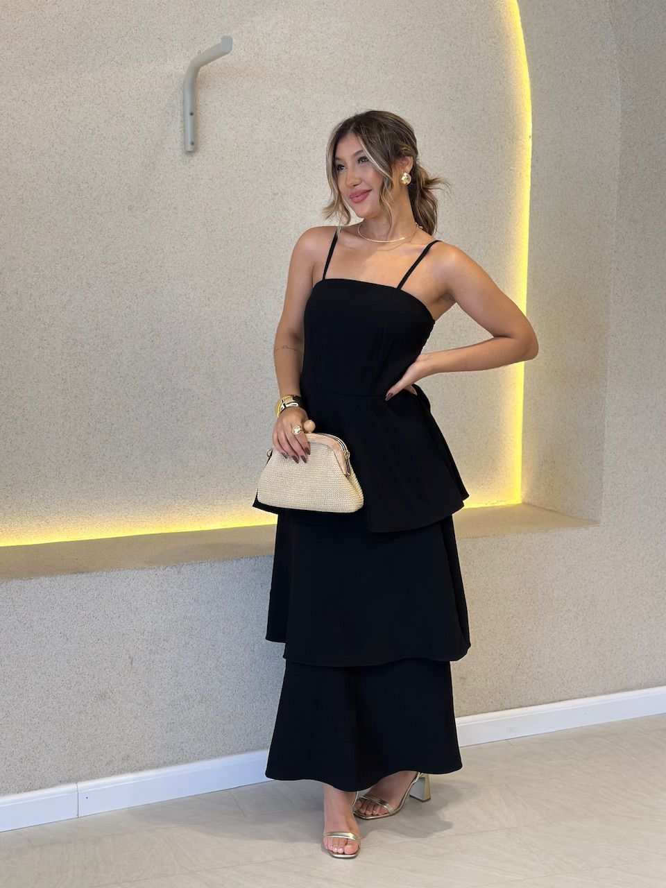VESTIDO JUSSARA ALÇA PRETO - 0060830032 - CAROLLA FERRARO