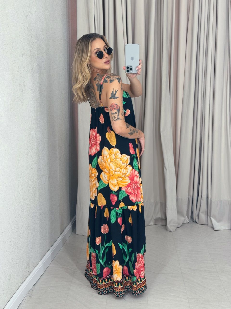 VESTIDO Sophia ESTAMPADO preto