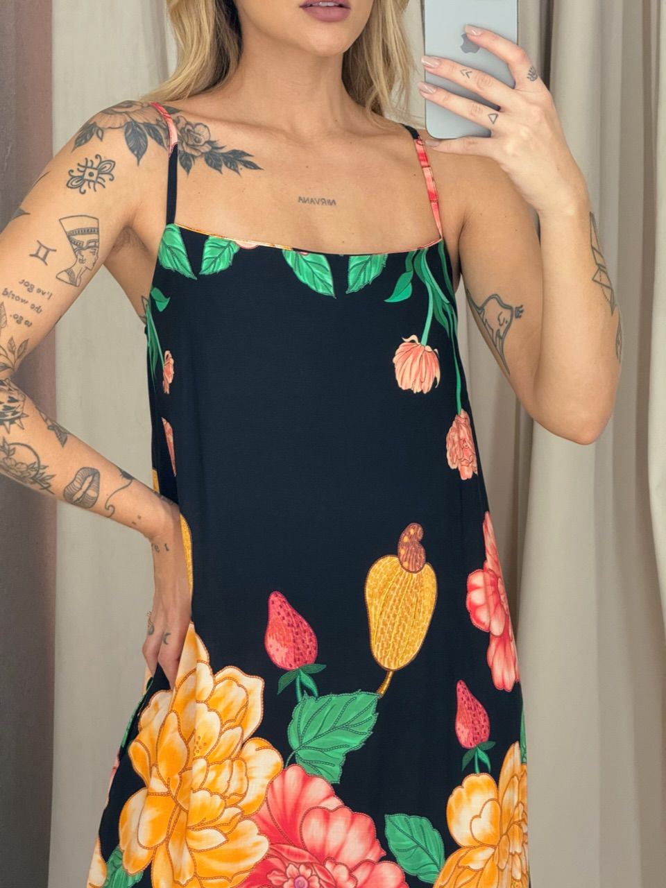 VESTIDO Sophia ESTAMPADO preto
